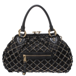Pre Owned Marc Jacobs Black Crystal Embellished Satin Stam Satchel