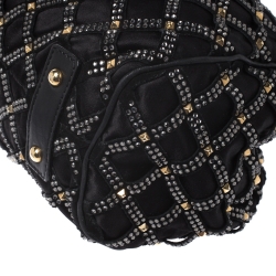 Pre Owned Marc Jacobs Black Crystal Embellished Satin Stam Satchel