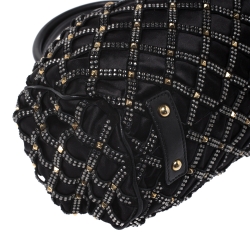 Pre Owned Marc Jacobs Black Crystal Embellished Satin Stam Satchel