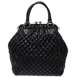 Pre Owned Marc Jacobs Black Quilted Leather Oversized Stam Bag