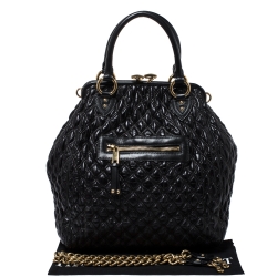 Pre Owned Marc Jacobs Black Quilted Leather Oversized Stam Bag