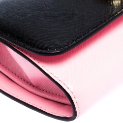 Marc Jacbos Pink/Black Leather Snapshot Wallet On Chain