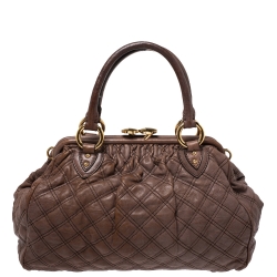 Pre Owned Marc Jacobs Brown Quilted Leather Stam Satchel