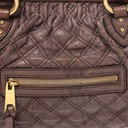 Pre Owned Marc Jacobs Brown Quilted Leather Stam Satchel