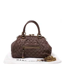 Pre Owned Marc Jacobs Brown Quilted Leather Stam Satchel