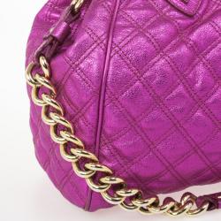 Pre Owned Marc Jacobs Metallic Leather Stam Bag
