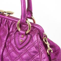 Pre Owned Marc Jacobs Metallic Leather Stam Bag