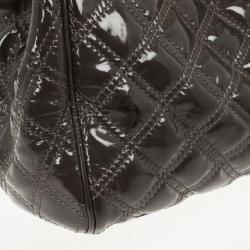 Pre Owned Marc Jacobs Grey Quilted Patent Stam Satchel
