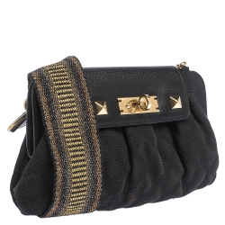 Pre Owned Marc Jacobs Black Canvas and Leather Turnlock Shoulder Bag
