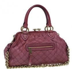 Pre Owned Marc Jacobs Cherry Red Quilted Leather Stam Bag