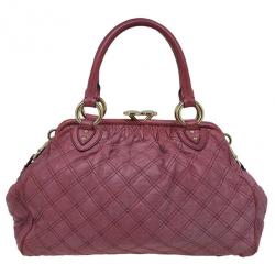 Pre Owned Marc Jacobs Cherry Red Quilted Leather Stam Bag