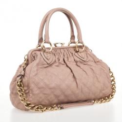 Pre Owned Marc Jacobs Peach Quilted Leather Stam Satchel