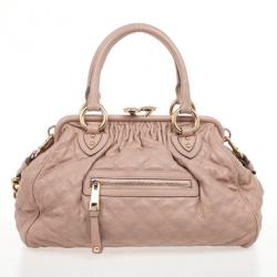 Pre Owned Marc Jacobs Peach Quilted Leather Stam Satchel