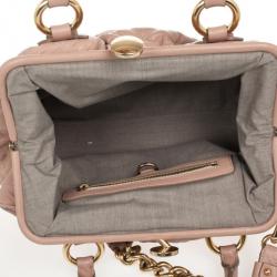 Pre Owned Marc Jacobs Peach Quilted Leather Stam Satchel