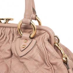 Pre Owned Marc Jacobs Peach Quilted Leather Stam Satchel
