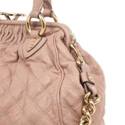 Pre Owned Marc Jacobs Peach Quilted Leather Stam Satchel