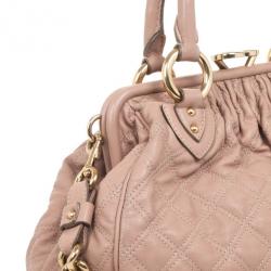 Pre Owned Marc Jacobs Peach Quilted Leather Stam Satchel