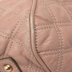 Pre Owned Marc Jacobs Peach Quilted Leather Stam Satchel
