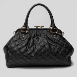 Pre Owned Marc Jacobs Black Quilted Leather Stam Satchel