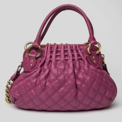 Pre Owned Marc Jacobs Purple Quilted Calf Leather Small Cecilia Bag