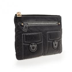 Pre Owned Marc Jacobs Black Leather Two Pocket Clutch 