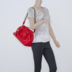 Pre Owned Marc Jacobs Cherry Red Quilted Leather Stam Bag
