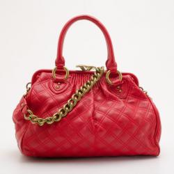 Pre Owned Marc Jacobs Cherry Red Quilted Leather Stam Bag