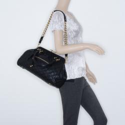 Pre Owned Marc Jacobs Black Quilted Leather Stam Satchel