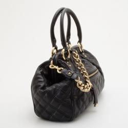 Pre Owned Marc Jacobs Black Quilted Leather Stam Satchel