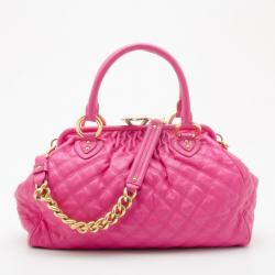 Pre Owned Marc Jacobs Quilted Hot Pink Stam Satchel