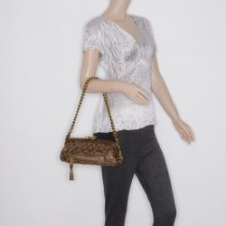 Pre Owned Marc Jacobs Brown Quilted Leather East/West Stam Clutch Handbag  