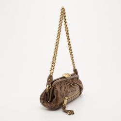 Pre Owned Marc Jacobs Brown Quilted Leather East/West Stam Clutch Handbag  