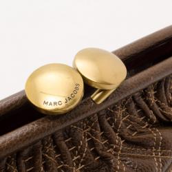 Pre Owned Marc Jacobs Brown Quilted Leather East/West Stam Clutch Handbag  