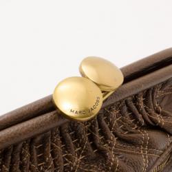 Pre Owned Marc Jacobs Brown Quilted Leather East/West Stam Clutch Handbag  