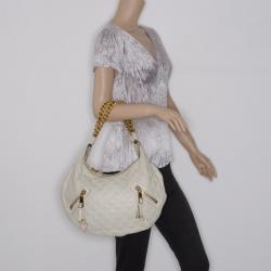 Pre Owned Marc Jacobs Cream Quilted Banana Hobo 