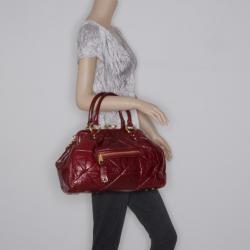Pre Owned Marc Jacobs Burgundy Patchwork Stam Satchel