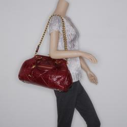 Pre Owned Marc Jacobs Burgundy Patchwork Stam Satchel