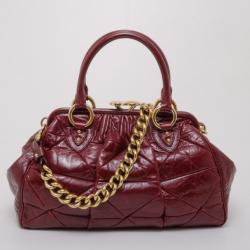 Pre Owned Marc Jacobs Burgundy Patchwork Stam Satchel