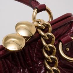 Pre Owned Marc Jacobs Burgundy Patchwork Stam Satchel