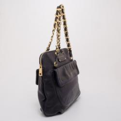 Pre Owned Marc Jacobs Black and Navy Leather Chain Handle Tote