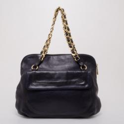 Pre Owned Marc Jacobs Black and Navy Leather Chain Handle Tote