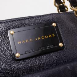 Pre Owned Marc Jacobs Black and Navy Leather Chain Handle Tote