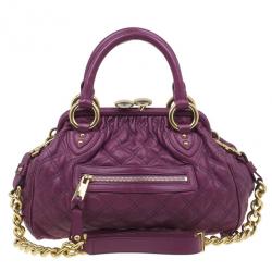 Pre Owned Marc Jacobs Purple Quilted Leather Stam Satchel