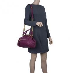 Pre Owned Marc Jacobs Purple Quilted Leather Stam Satchel