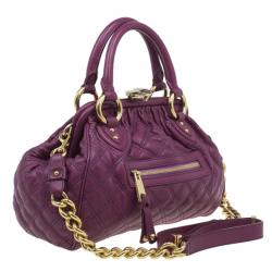Pre Owned Marc Jacobs Purple Quilted Leather Stam Satchel