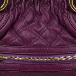 Pre Owned Marc Jacobs Purple Quilted Leather Stam Satchel
