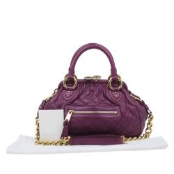 Pre Owned Marc Jacobs Purple Quilted Leather Stam Satchel