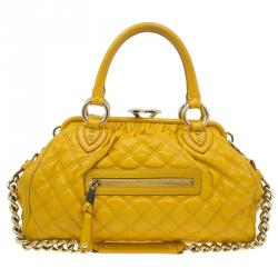 Pre Owned Marc Jacobs Yellow Quilted Leather Stam Shoulder Bag