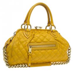 Pre Owned Marc Jacobs Yellow Quilted Leather Stam Shoulder Bag