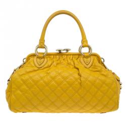 Pre Owned Marc Jacobs Yellow Quilted Leather Stam Shoulder Bag